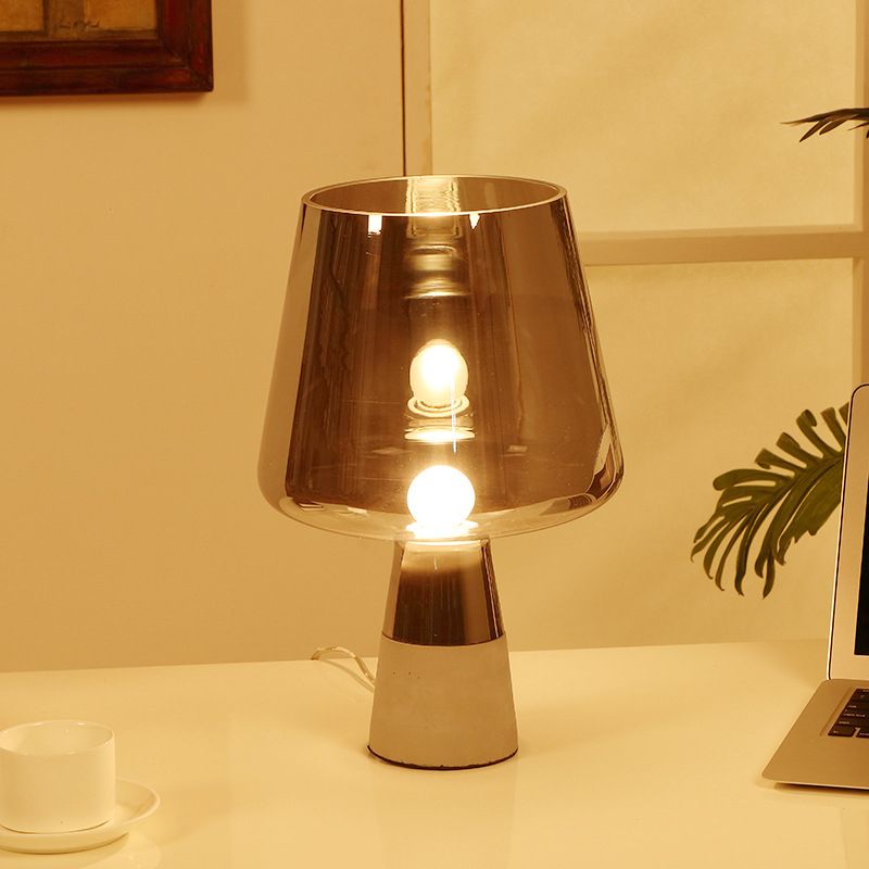 Tapered Shape Task Lighting Modernism Smoke Grey Glass 1 Bulb Dining Room Table Lamp