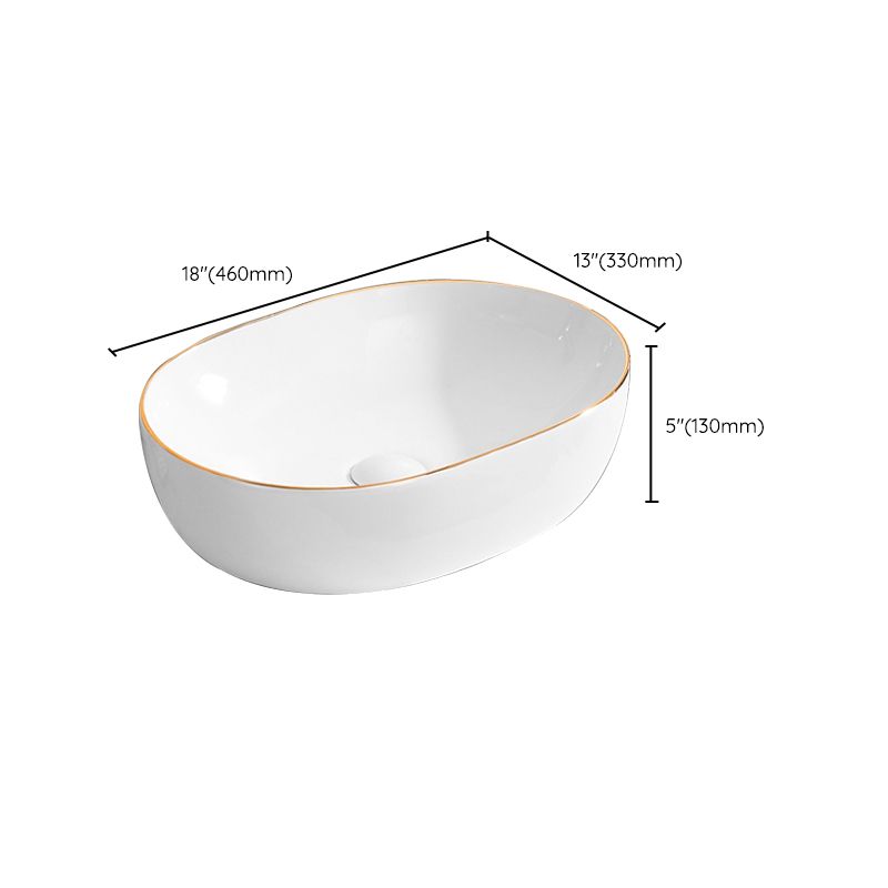 Modern Vessel Bathroom Sink Round Porcelain with Faucet Wash Stand