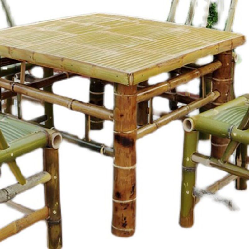 Square Bamboo Patio Table Farmhouse Style Home Patio Picnic Table