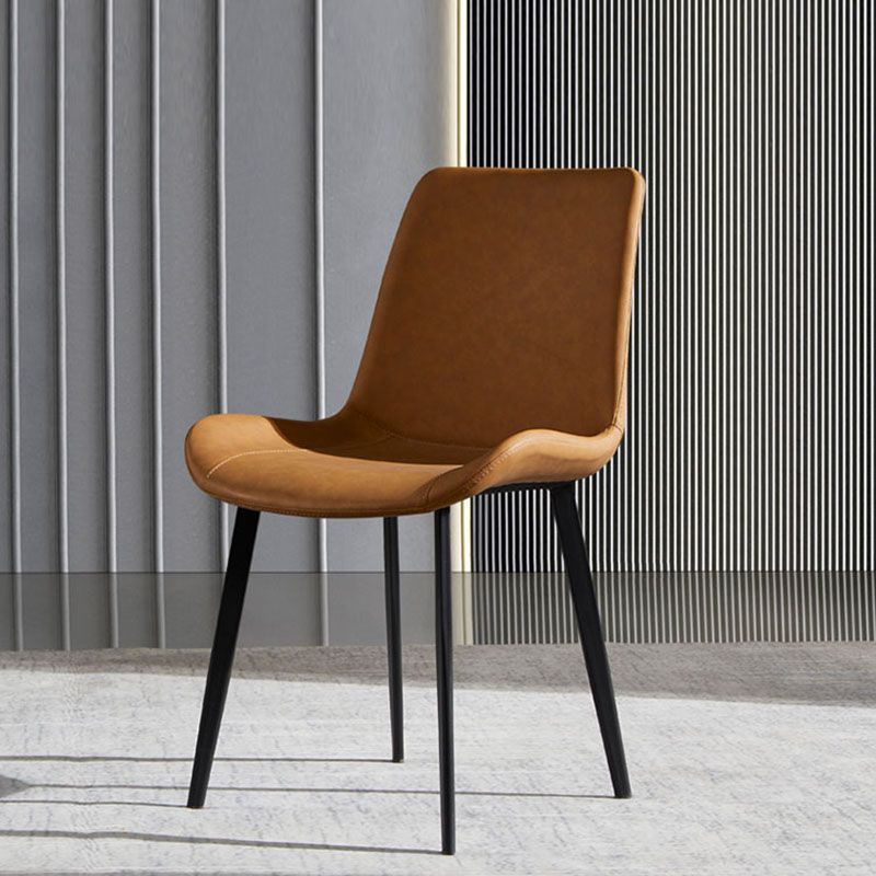 Sillas de comedor de cuero con respaldo sólido de estilo industrial para uso doméstico (juego de 2)