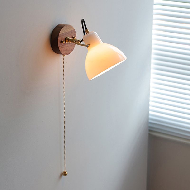 Modernism Glass Shaded Wall Light Metal/Wood Lighting for Restaurant