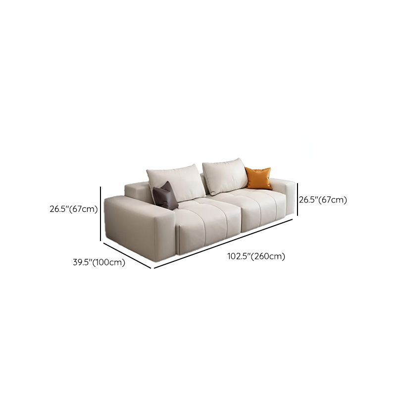 26"H Scandinavian Sectional Sofa Cream Leather Stain-Resistant Sectional