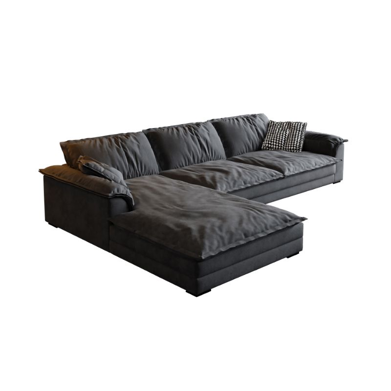 Contemporary Grey Faux Leather Sofa with Pillow Top Arm for Living Room