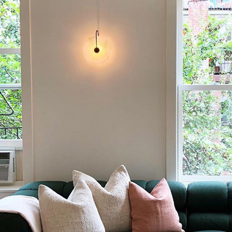 Glass Round Wall Sconce Lights Modern Style 1 Light Wall Murd Lamps