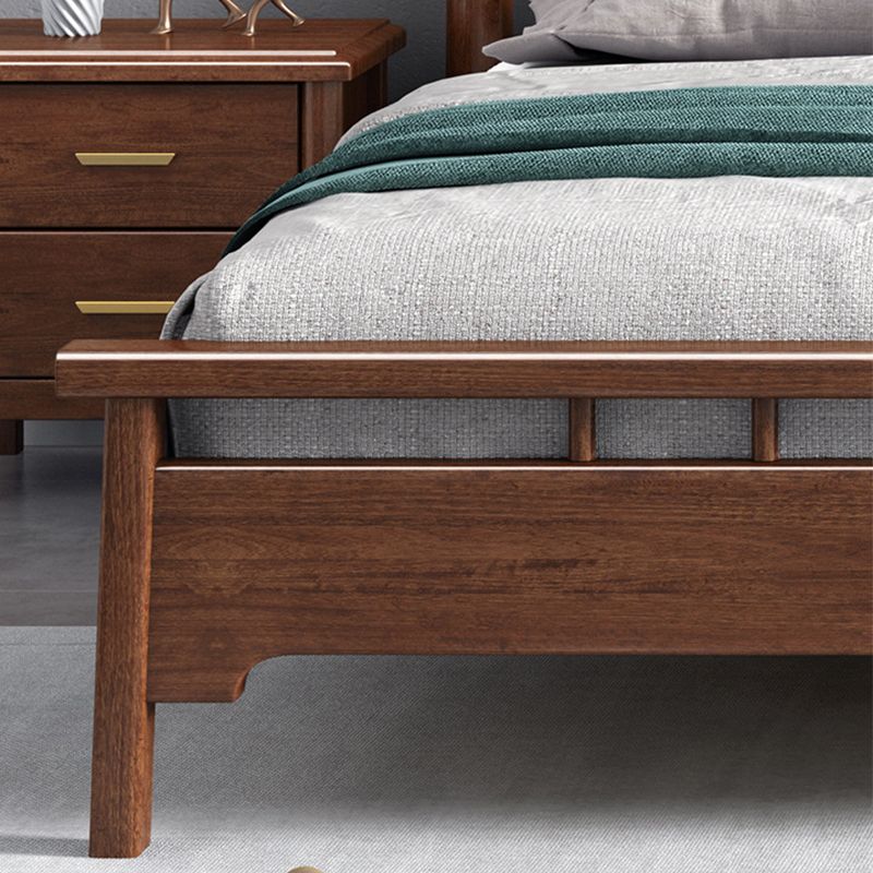 Traditional Open-Frame Bed Solid Wood Solid Color Slat Bed with Headboard