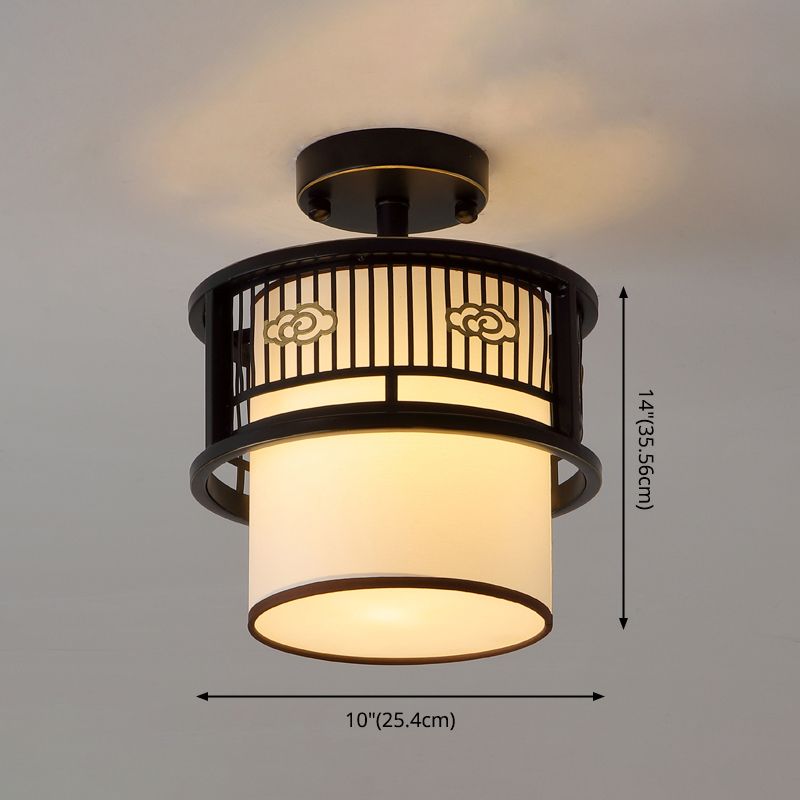Shaded Aisle Ceiling Flush Mount Traditional-Style Fabric Black Ceiling Mounted Fixture