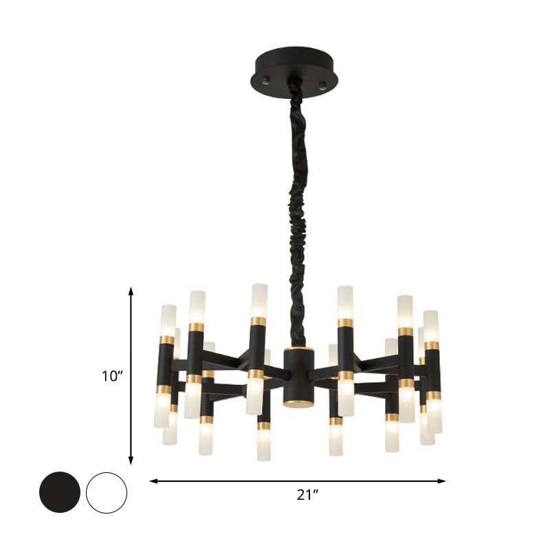 Plafonnage tubulaire en fer Moderniste 24 lumières LED LED Chandelier suspendu radial en noir et or / blanc et or