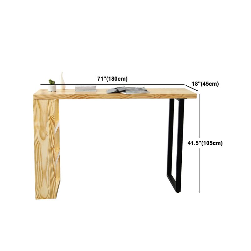 Modern 3-shelf Bar Table Rectangle Solid Wood Bistro Bar Table in Natural