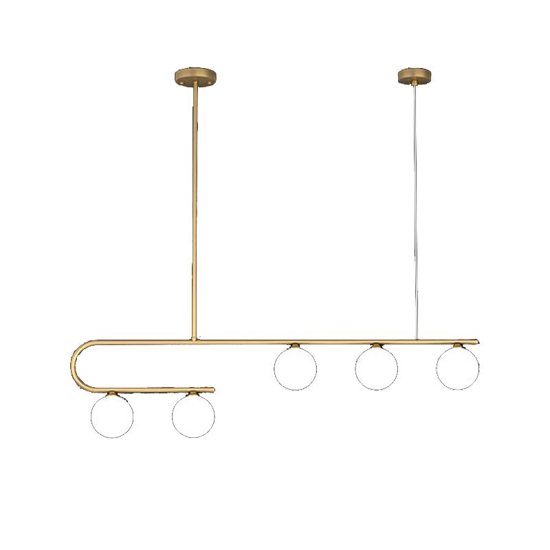 Glass Round Chandelier Light Fixture Simple Island Pendant for Dining Room