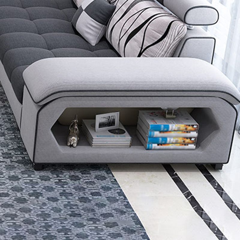 Contemporary Pillow Top Arm Sofa with Storage Adjustable Backrest Pillow Sofa