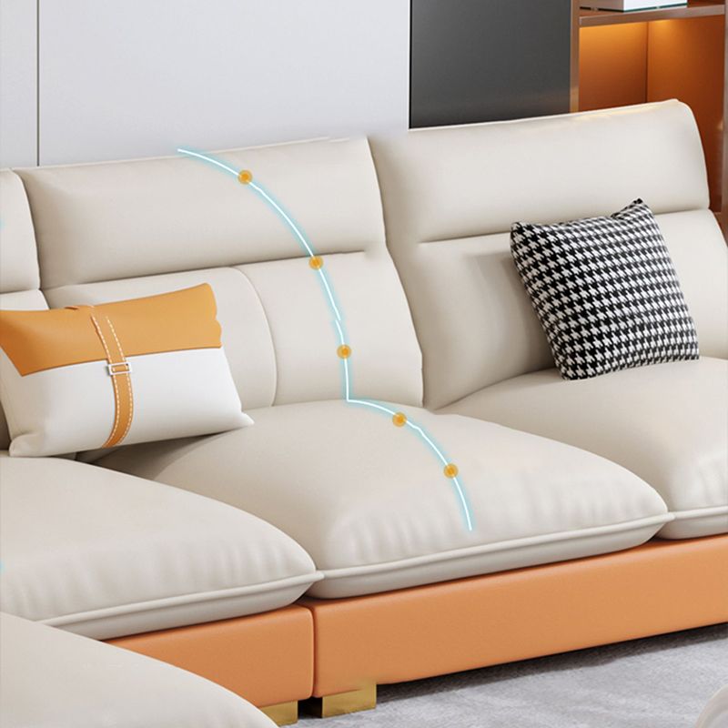 Orange Sectional Sofa 35.43" Tall Faux leather Modular Sofa with Removable Cushions
