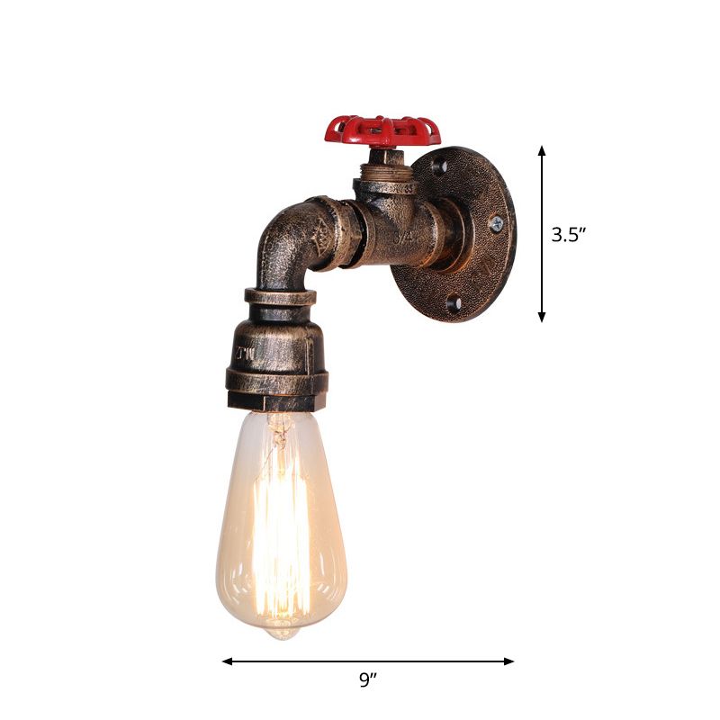 Vintage exponierte Lampenwandbeleuchtung Eisenwandmontagelampe mit Ventildekoration