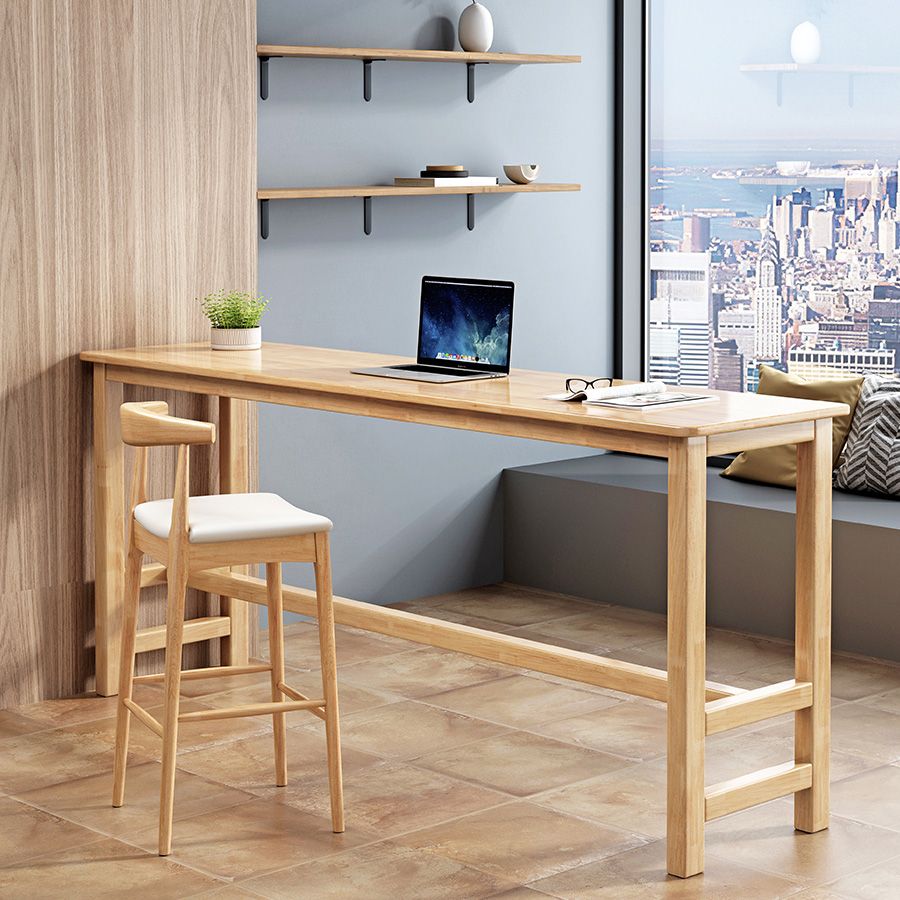Contemporary Bar Dining Table Kitchen Rectangle Wood Counter Table