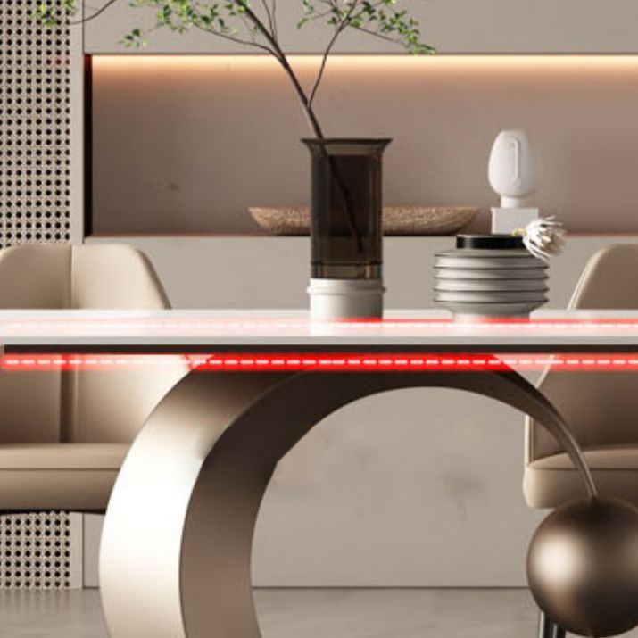 Glam Style 1/4/5/7 Pieces Dining Set Rectangle Sintered Stone Dining Table Set