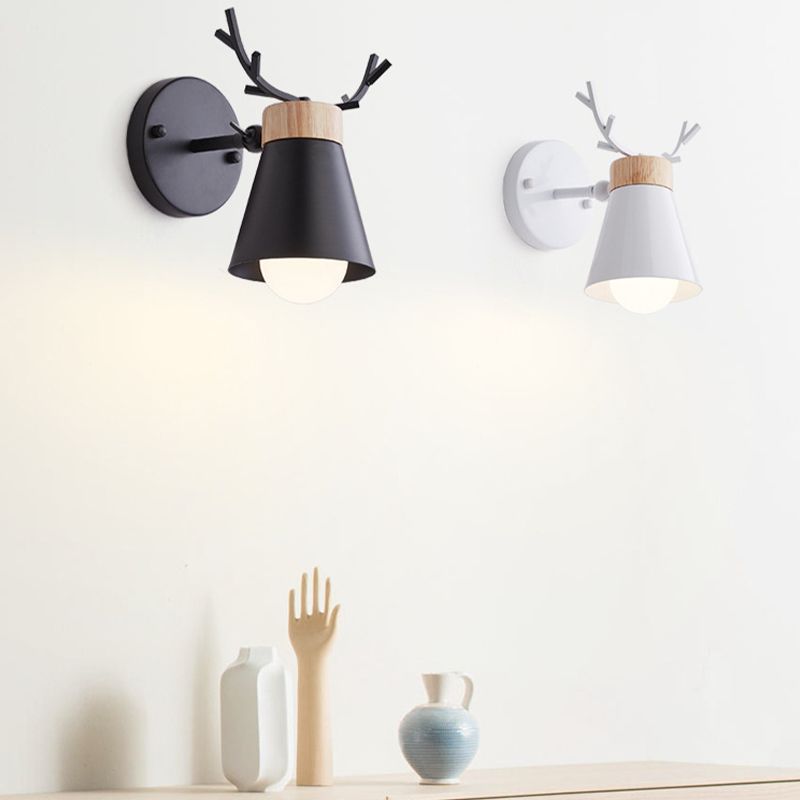 Macaron Antlers Wall Sconce Metal 1 Light Sconces for Bedroom