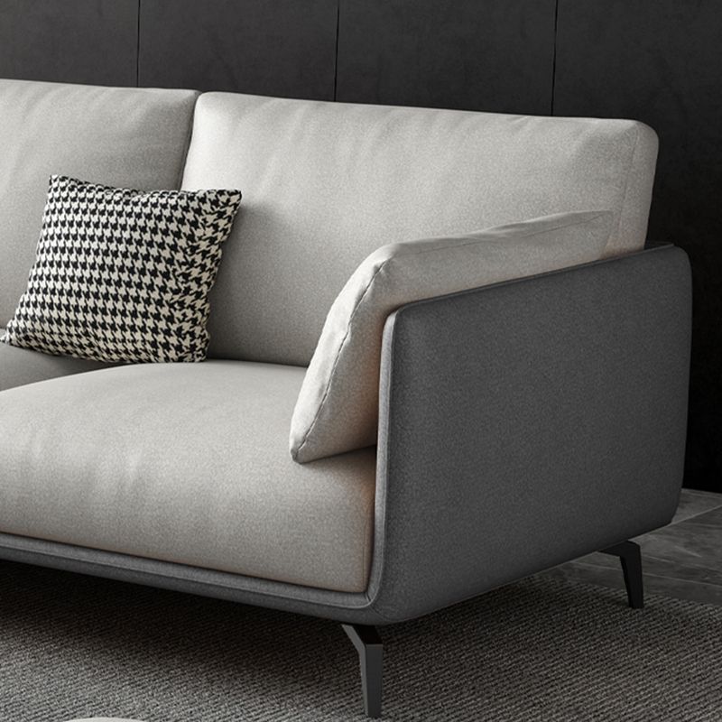 Scandinavian Beige Removable Cushions Faux Leather Straight Arm Sofa/Sectionals