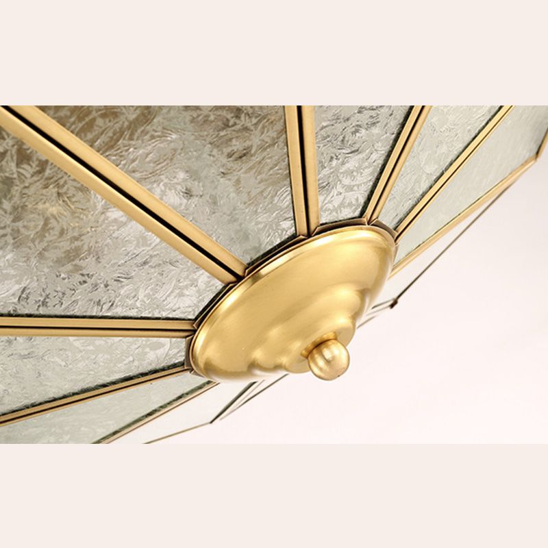 Lámpara de techo empotrada tradicional para sala de estar, iluminación empotrada de cristal para escuela, color dorado