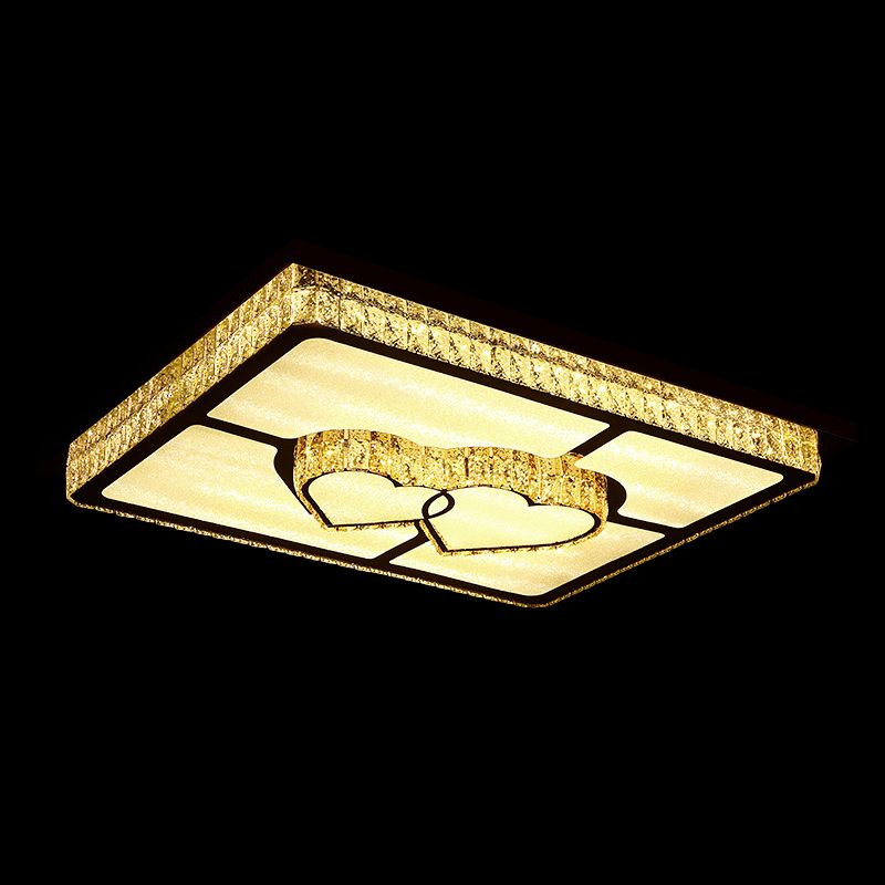 Rechteckige Deckenbeleuchtung Simplizität Kristall Edelstahl LED Flush Mount Lampe für Wohnzimmer