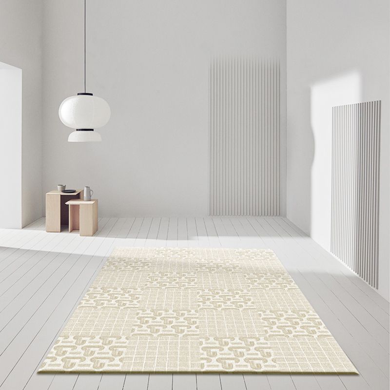 White Modern Carpet Polyester Line Carpet Washable Carpet for Living Room