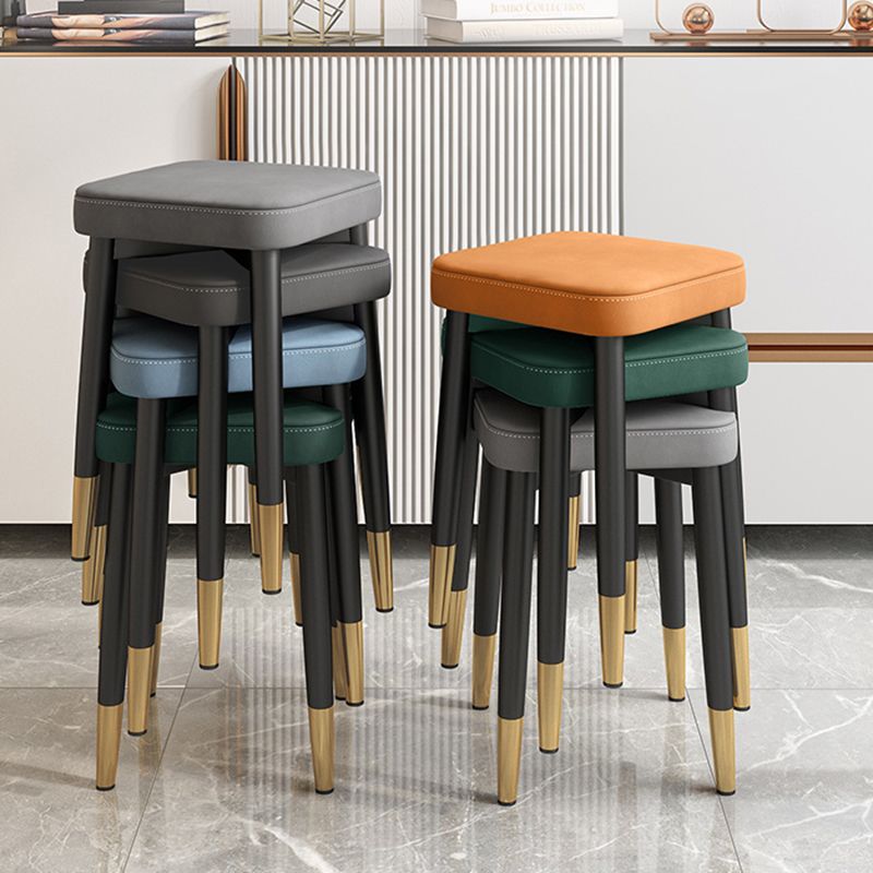 Faux Leather Glam Ottoman Square Pure Color Fade Resistant Cube Ottoman