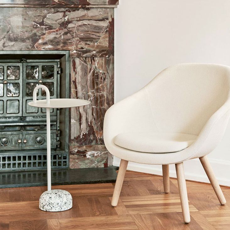 27" H x 14" W x 14" D Mid-Century Steel Round Top Side Table Pedestal End Table