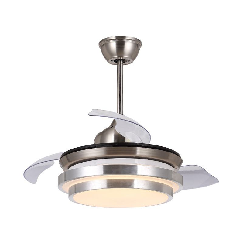 Moderner kaskadierter Kreis halb Flushman 36 "breit LED Metallic Anhänger Deckenventilator Licht in Nickel, 3 Klingen