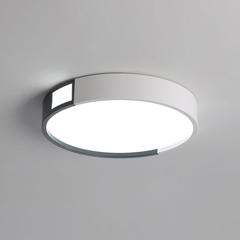 Minimalist Integrated LED Flush Light Black-White Splicing Round/Square/Rectangle Ceiling Mount Lamp with Acrylic Shade, Warm/White Light