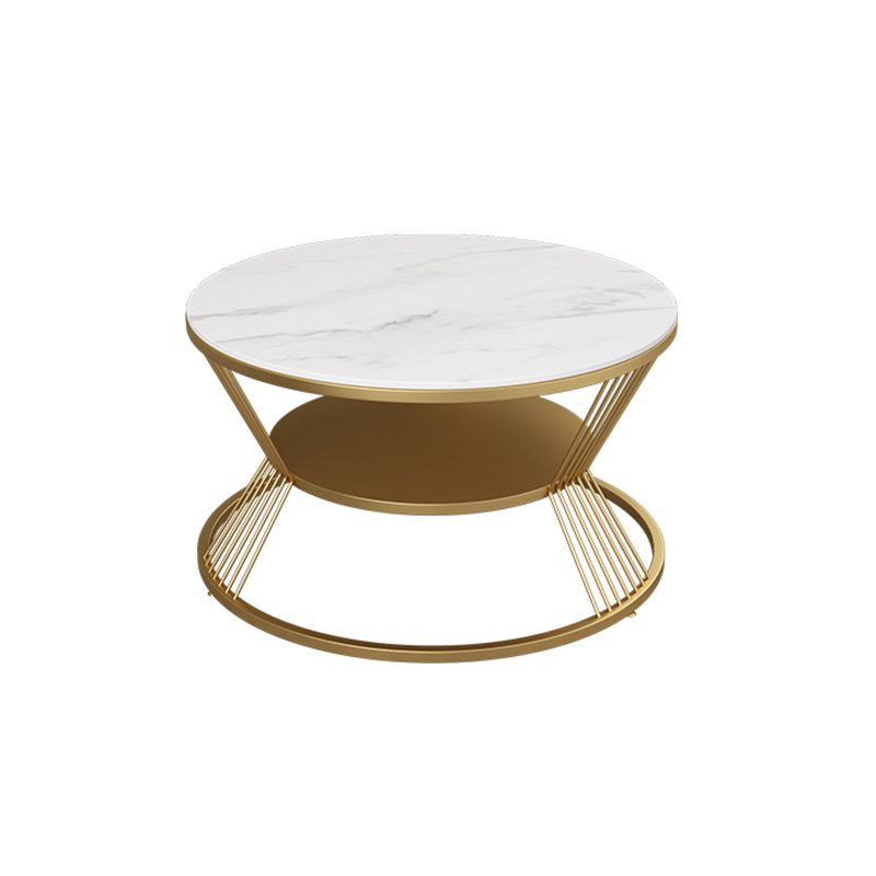 No Distressing Round Coffee Table Frame Single Coffee Table with Shelf