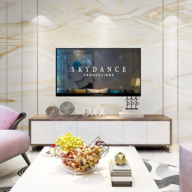 Photo Style Mural Wallpaper Full Size Wall Decor in Yellow and White for Living Room, Custom-Printed