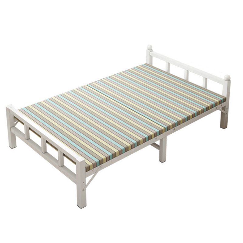 White Steel Folding Bed Contemporary Open-Frame Bed Set - 23.6" H