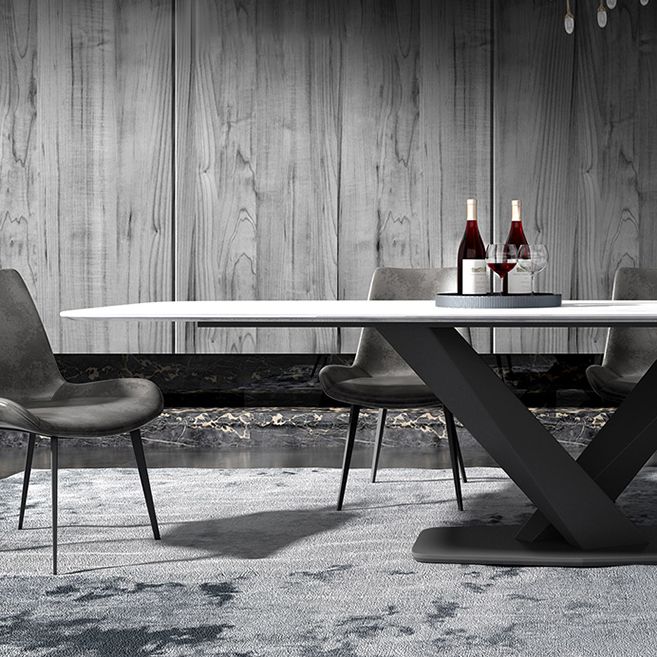 Metal Contemporary Rectangular Dining Table Sintered Stone Table for Dining Room