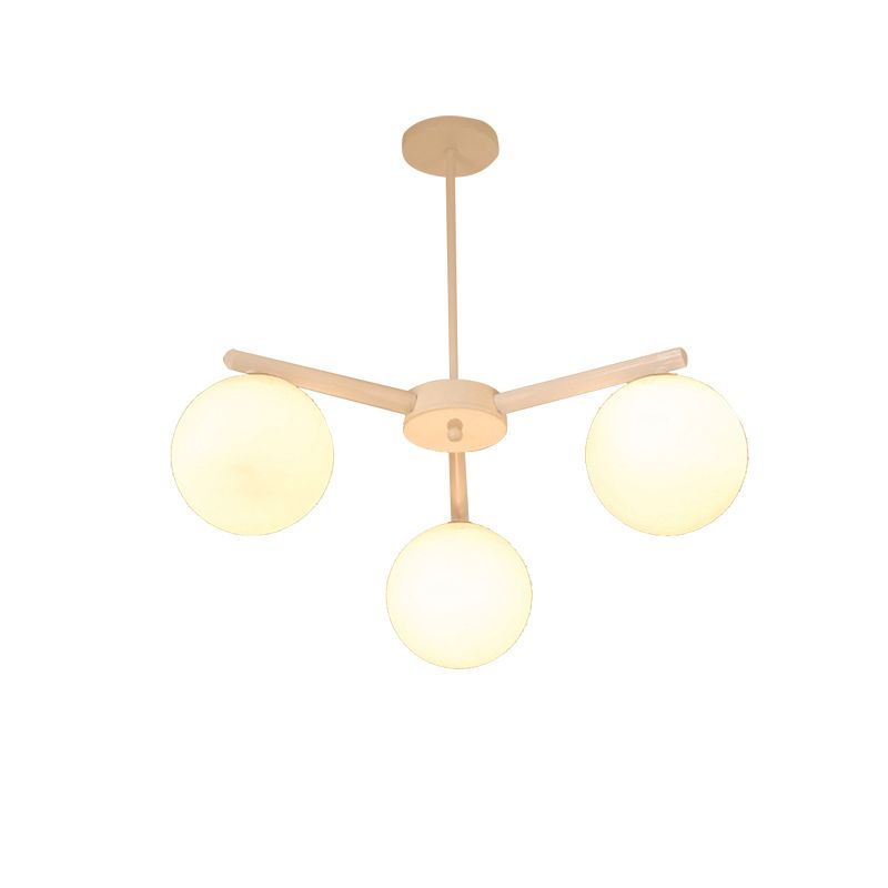 3/6/8 Light Globe Chandelier Traditional White Glass Pendant Light Fixture for Dining Room