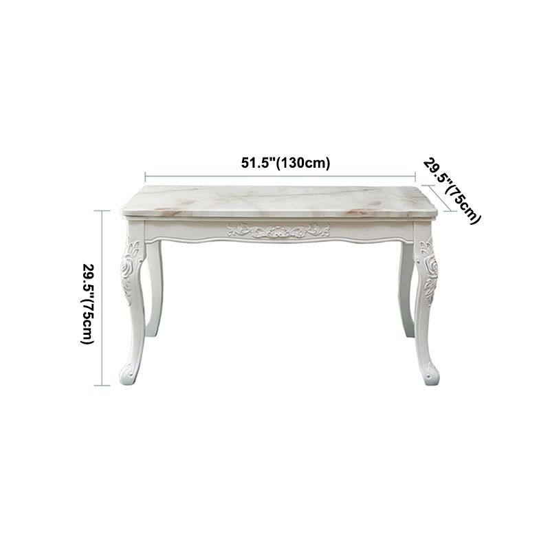 Vitoria Rectangle Shape Marble Table White Standard Dining Table for Kitchen