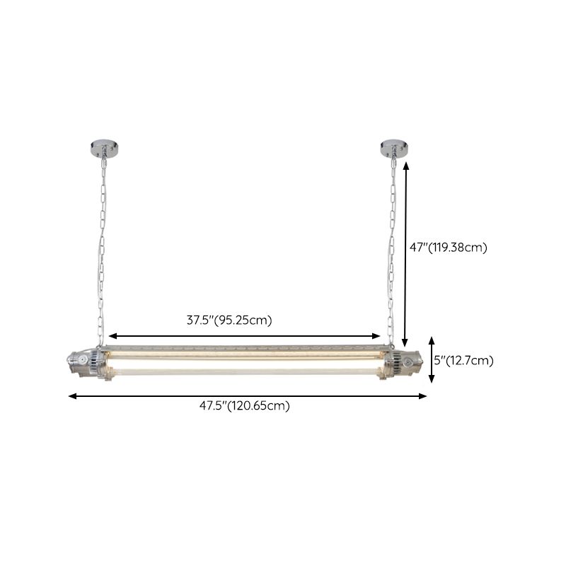 Modern Metal Ceiling Light Tube Shape Island Light with Acrylic Shade for Living Room