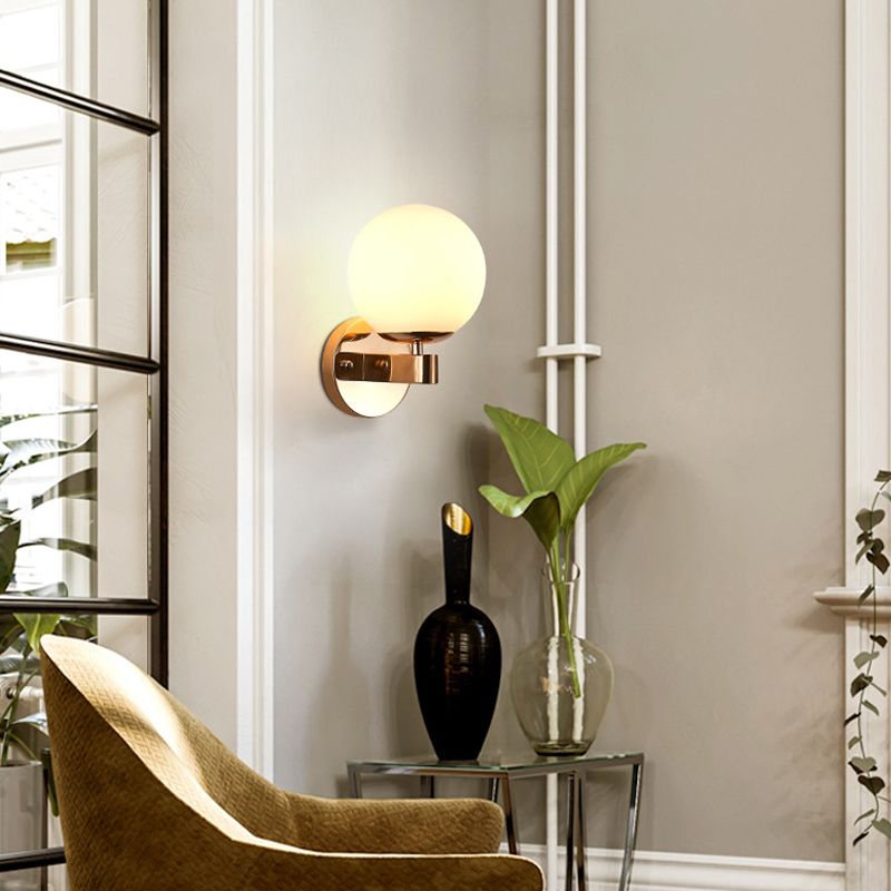 Modern Style Globe Shade Wall Light Glass 1 Light Sconces for Bedroom