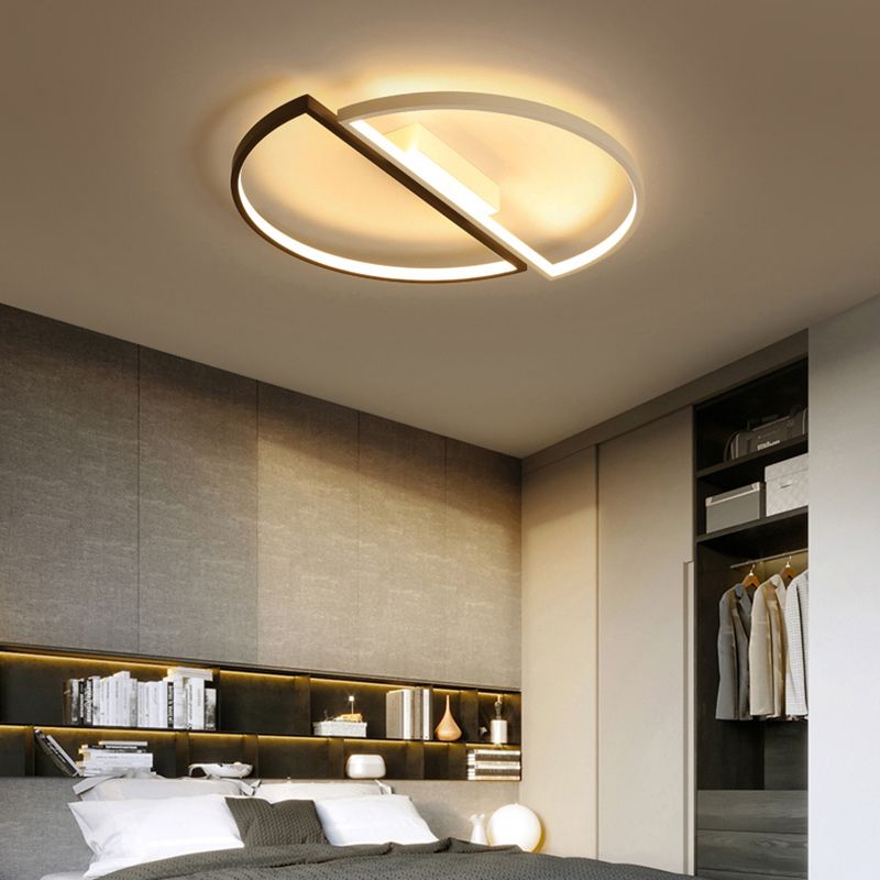 Acrylique Sépissage DEL Flush Mount Light Simplicity Flush Mount Ceiling Light in Black and White