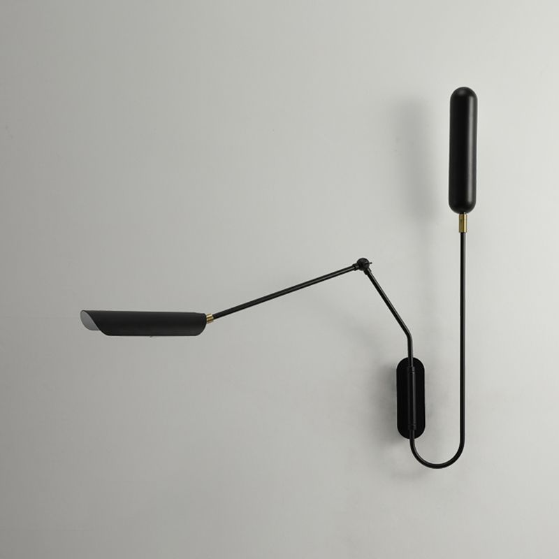 Black Modern Wall Sconce Geometric Shape Wall Light with Metal Shade for Living Room
