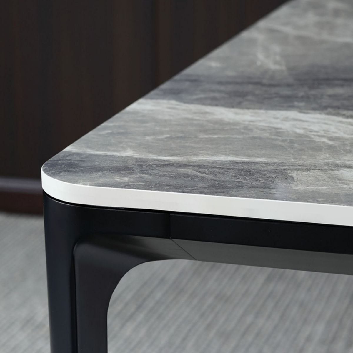 Modern Style Sintered Stone Dining Table Gray Rectangle Table with 4 Legs