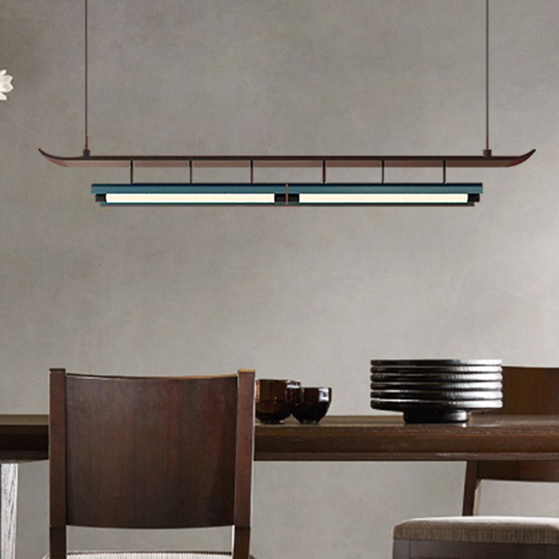 Holz linearer Deckenheize chinesische moderne Inselbeleuchtung für Bar