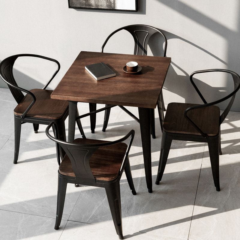 Industrial 4 Legs Pedestal Dining Table Pine Table for Dining Room