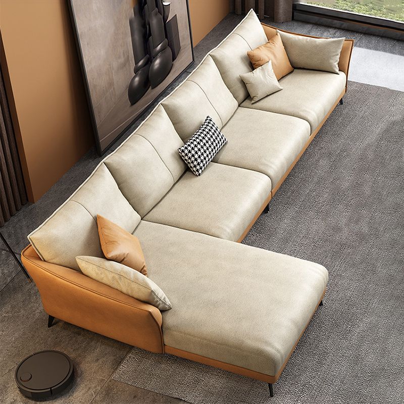Inverted Armrest with Pillow Back Imitation Leather Sofa Bed Sponge/latex Padded Sofa