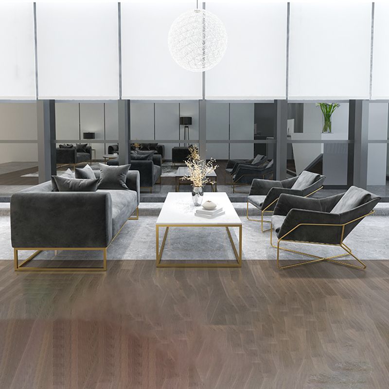 Golden Frame Sofa with Pillow Back and Tuxedo Arm for Apartment