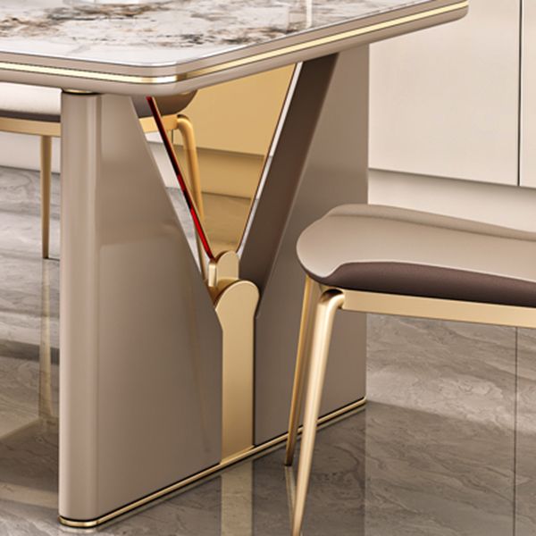 High Gloss White Dining Table Set 1/4/5/7 Pieces Stone Dinette Set for Kitchen