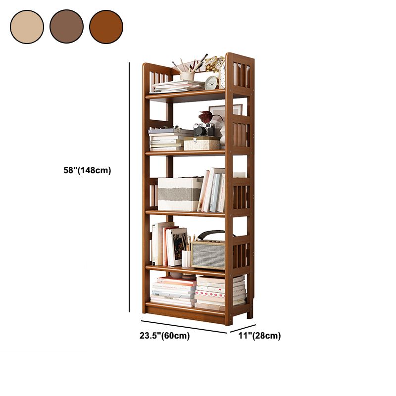 Rectangle Etagere Bookcase Scandinavian Solid Wood Open Back Bookshelf