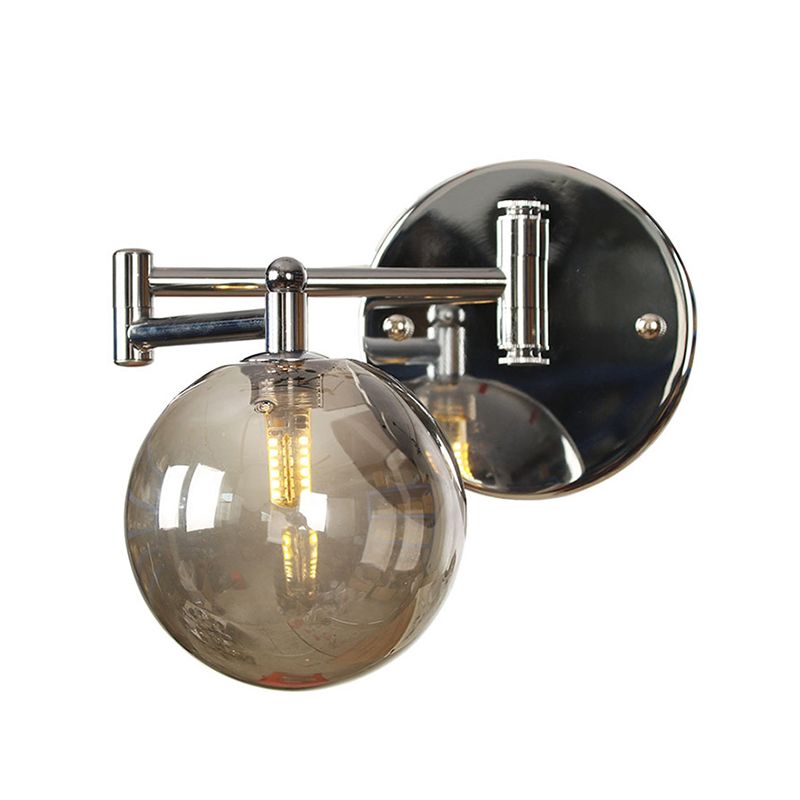 Adjustable Industrial Globe Sconce Glass 1-Light Sconce Light