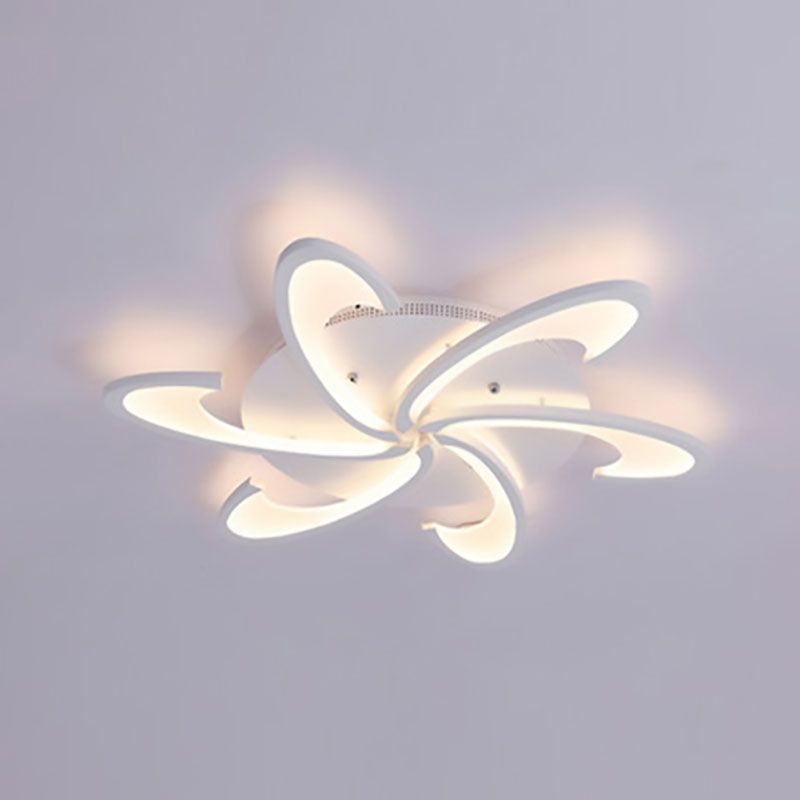 Windmill Flush Ceiling Light Fixture Modern Acrylic 3/6/12-Light Living Room Flushmount Lighting in Warm/White/Natural Light