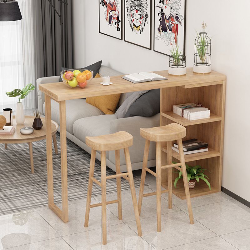 Nordic Glam Wooden Bar Counter Table Rectangle Dining Table for Kitchen