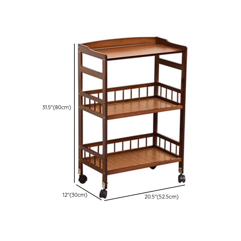 Rolling Kitchen Trolley Rectangular Bamboo Wooden Prep Table