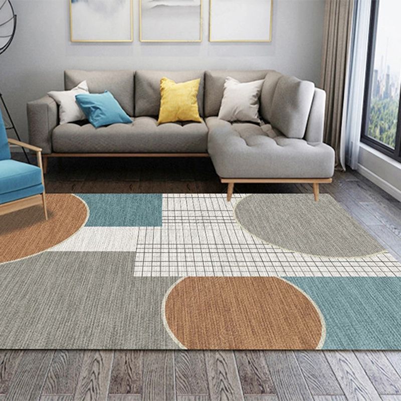 Modern Area Carpet Contrast Panel Polyester Area Rug Stain Resistant Area Carpet for Living Room