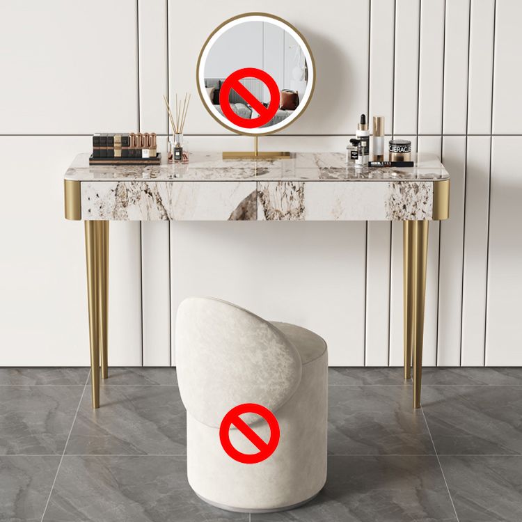 Luxurious Vanity Makeup Dressing Table Stool Set with 2 Drawers
